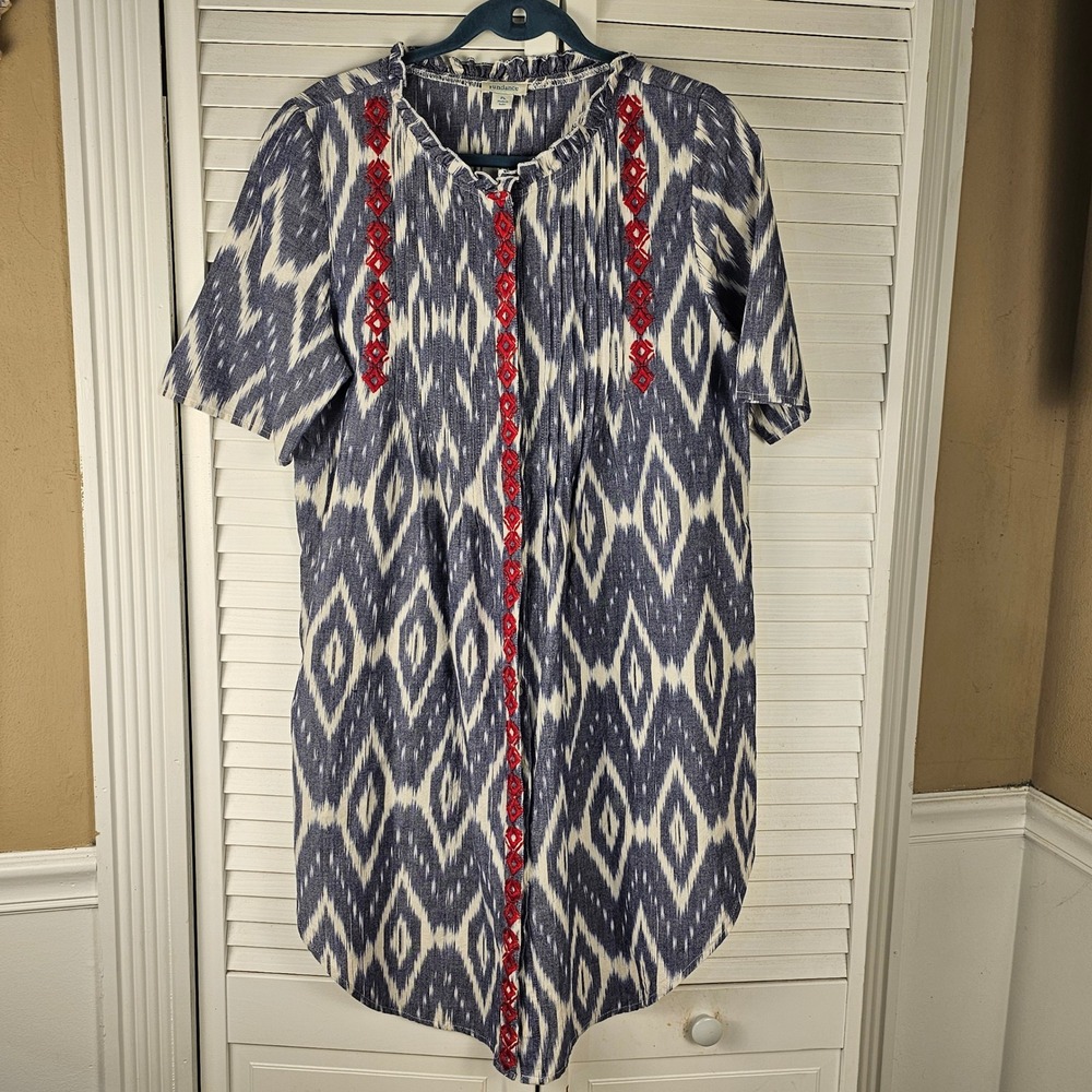 Sundance Womens Isabel Ikat Shirt Dress PL Petite Large